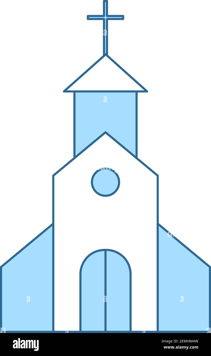 Church Icon. Thin Line With Blue Fill Design. Vector Illustration Stock ...