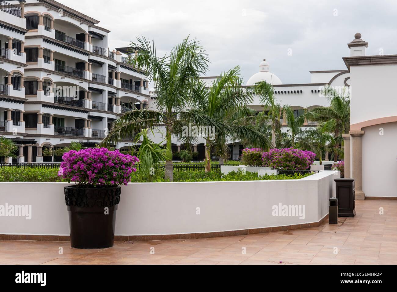 Hacienda-style architecture reflects Hispanic heritage at Grand Residences Riviera Cancun Stock Photo