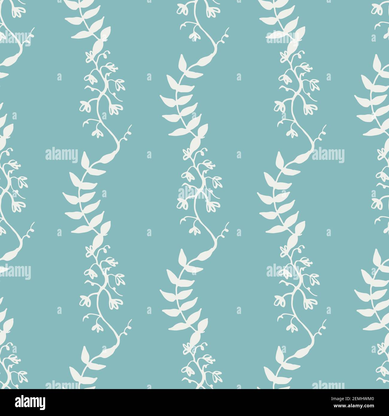 botanical stripes seamless vector pattern Stock Vector
