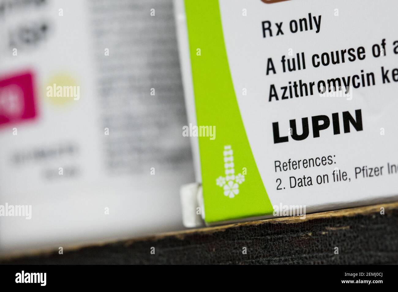 A Lupin Pharmaceuticals logo is seen on prescription pharmaceutical