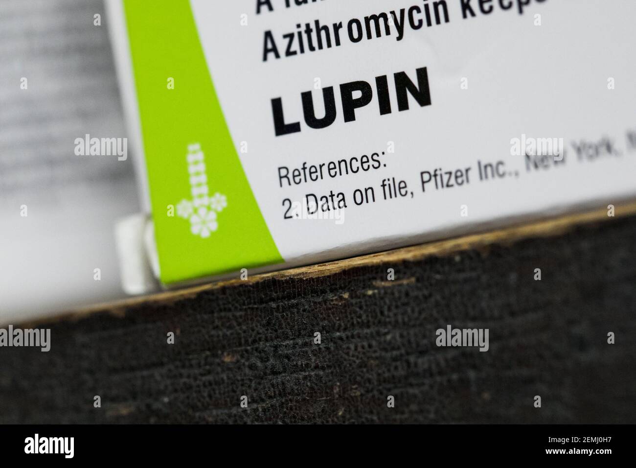 A Lupin Pharmaceuticals logo is seen on prescription pharmaceutical