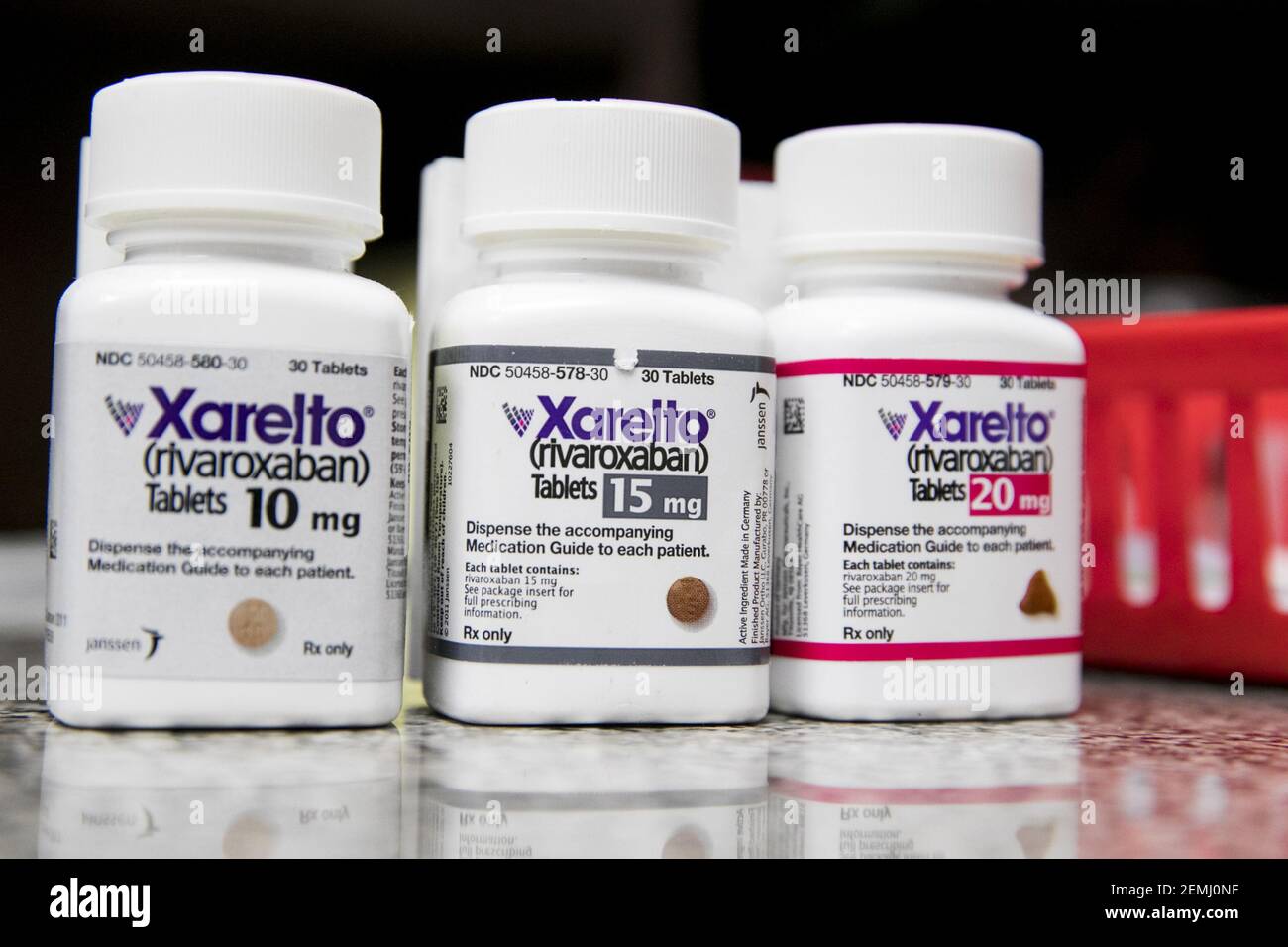 Bottles of Xarelto (Rivaroxaban) prescription pharmaceuticals