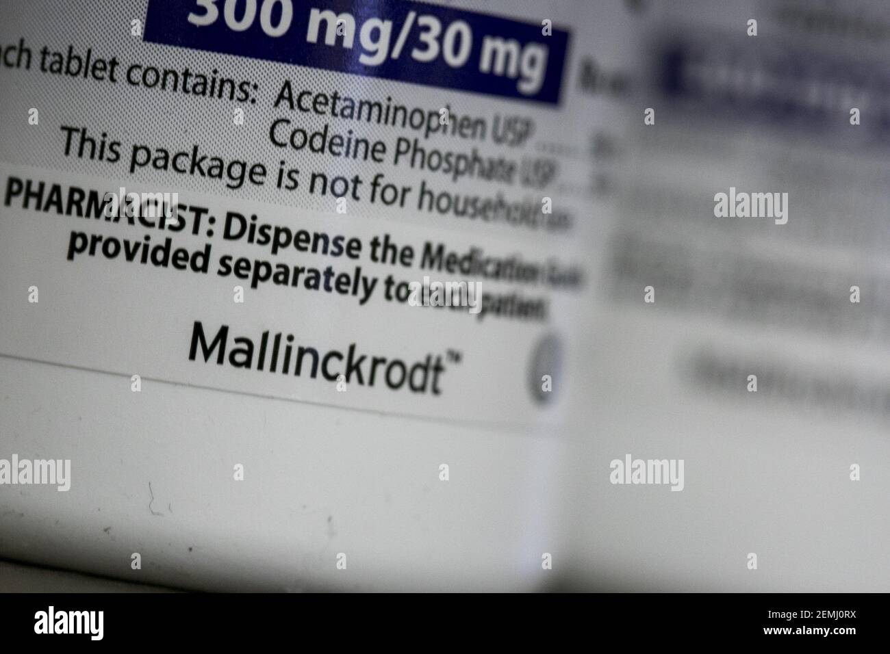 A Mallinckrodt Pharmaceuticals logo is seen on prescription