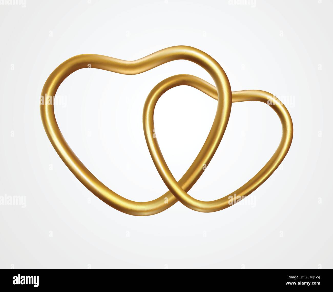 Set of hearts Metallic gold color. Collection Realistic Hearts Love