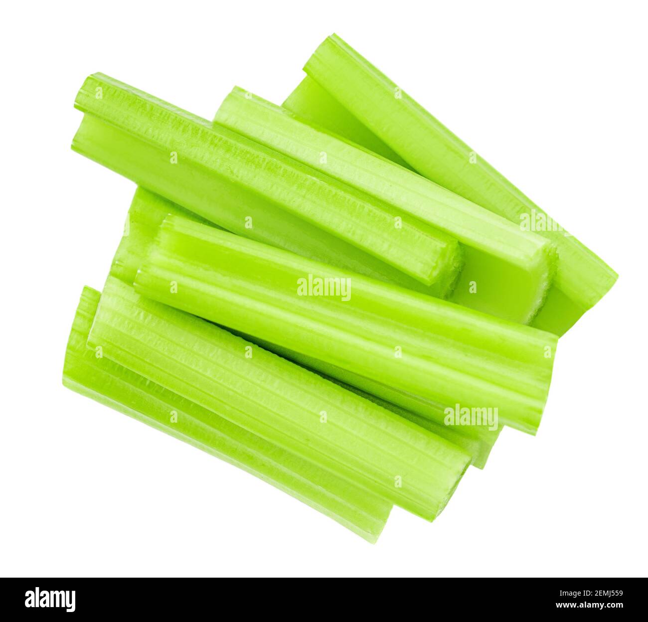 Celery sticks isolated on white background. Fresh Celery stalk closeup