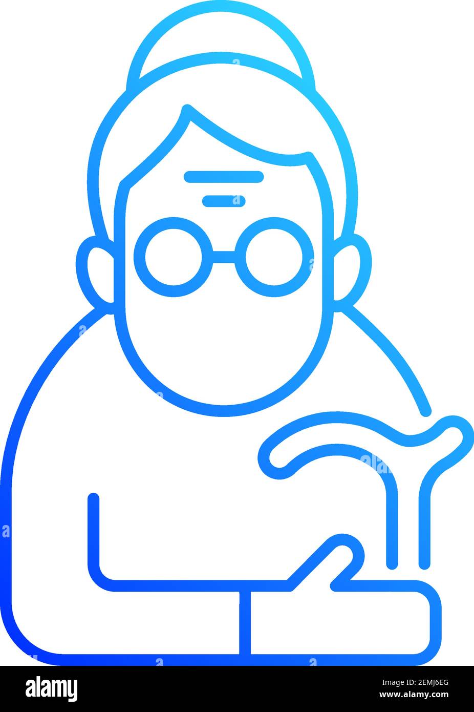 Female pensioner gradient linear vector icon Stock Vector