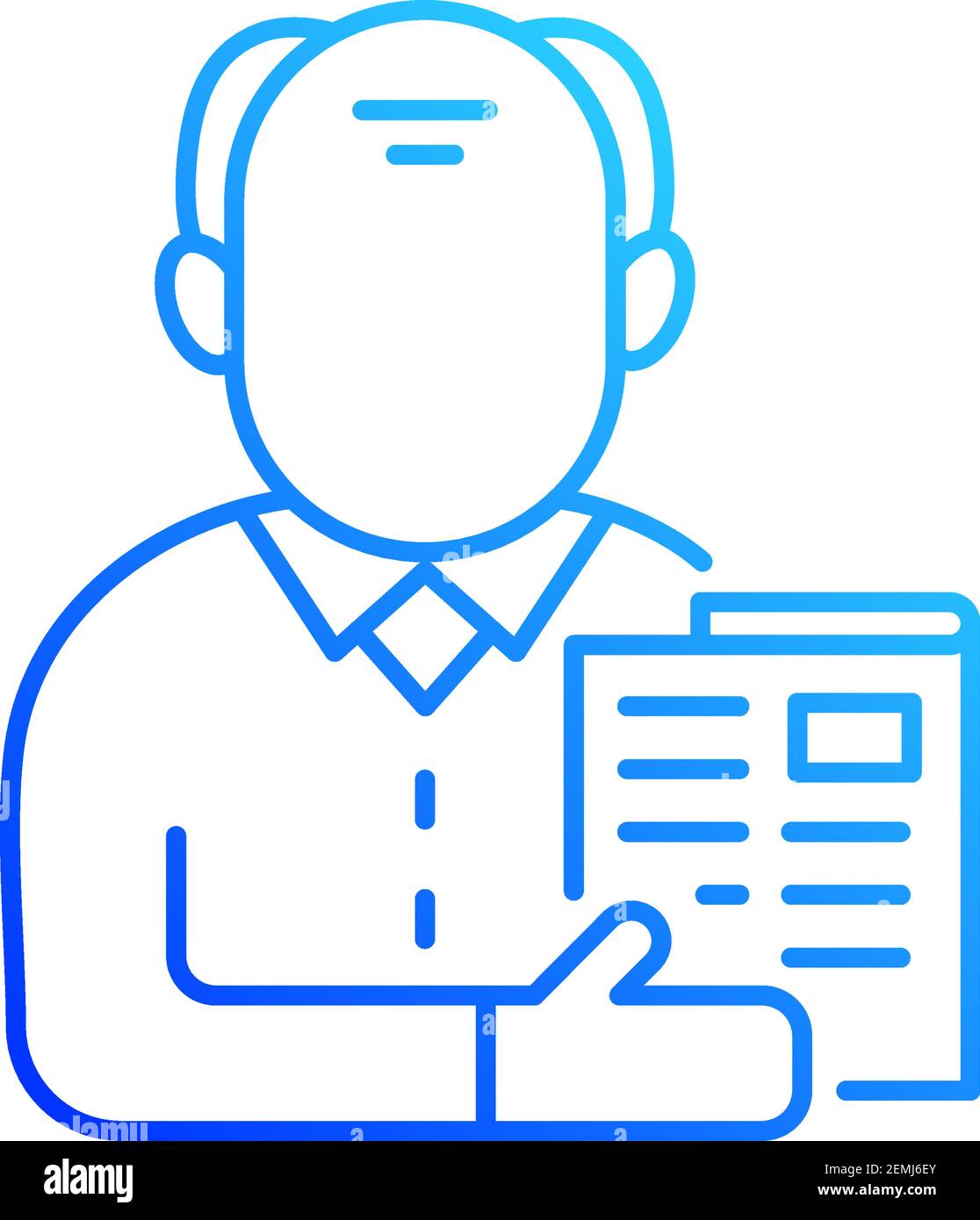 Elderly man gradient linear vector icon Stock Vector