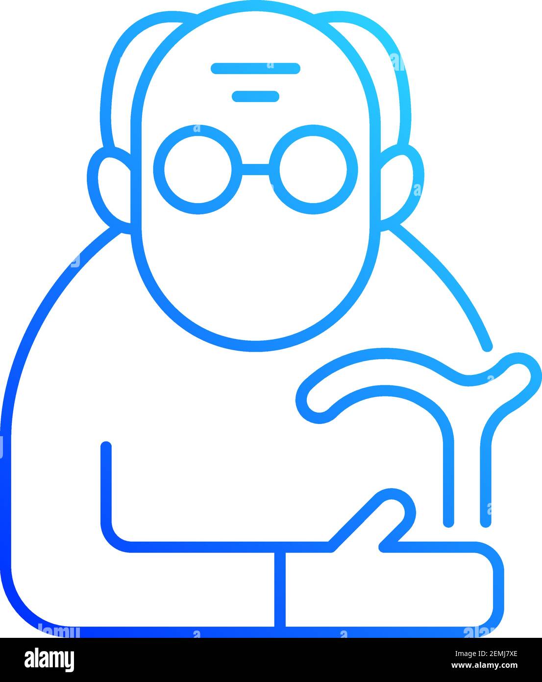 Male pensioner gradient linear vector icon Stock Vector