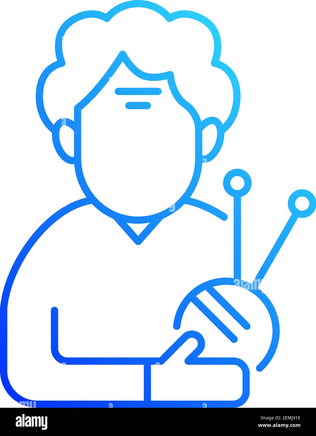 Elderly woman gradient linear vector icon Stock Vector
