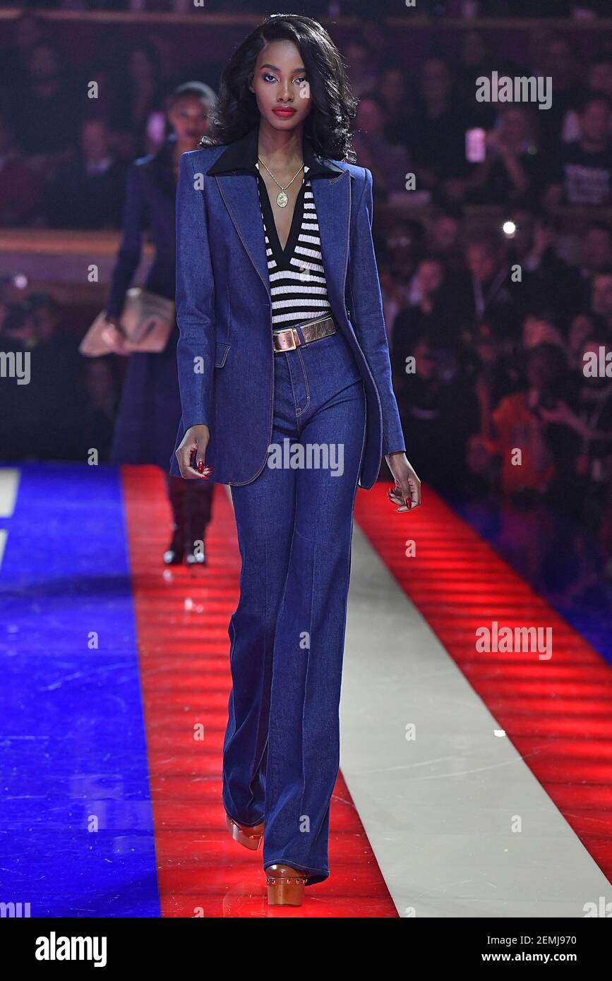 Model walks on the runway during the Tommy Hilfiger Ready To Wear Fashion  Show during Paris
