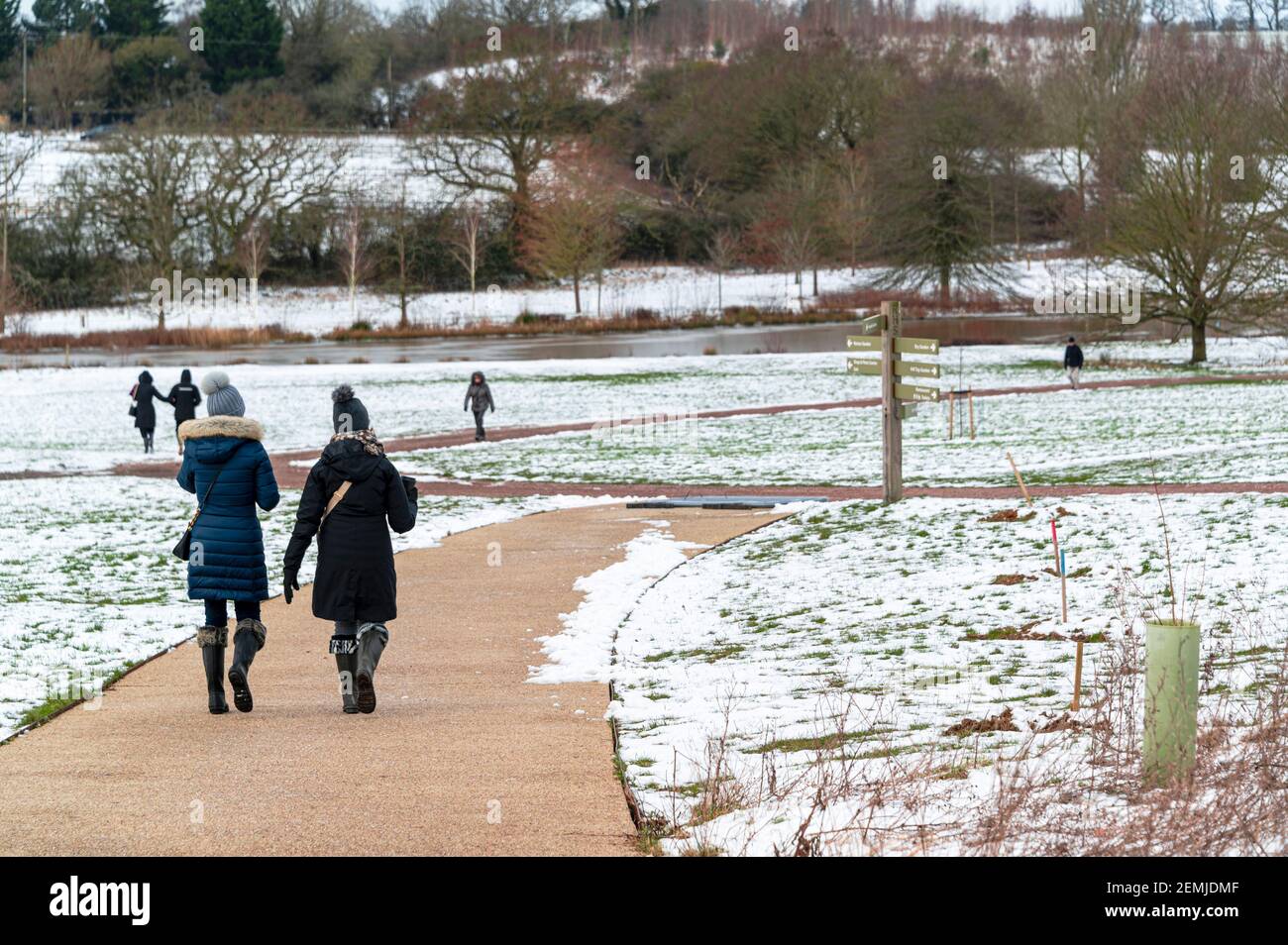 Enjoying winter walks at RHS Hyde Hall, Essex. Snow all around but ...