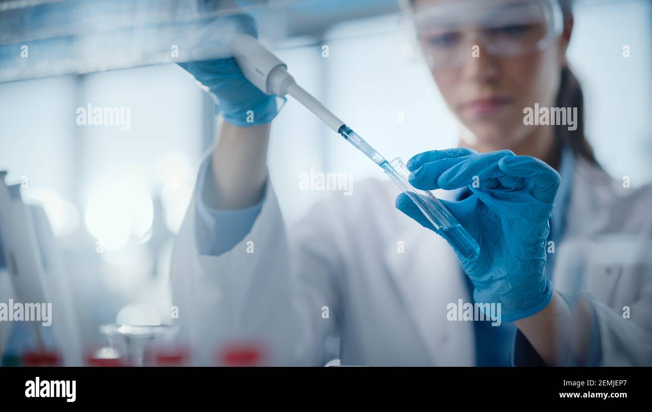 Medical Research Laboratory: Portrait of a Beautiful Female Scientist ...
