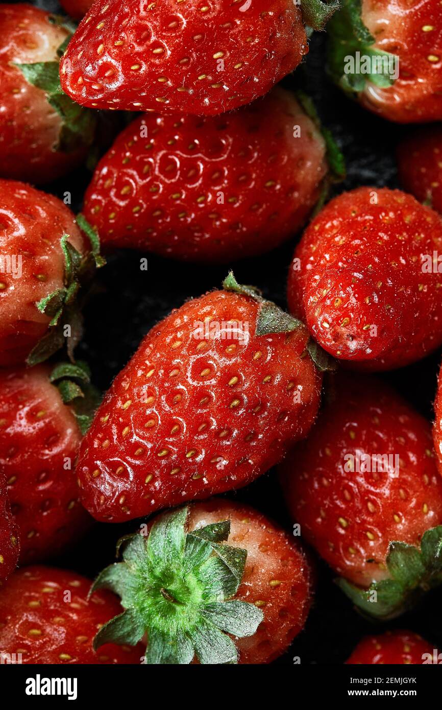 Fresh ripe perfect strawberry - Food Frame Background Stock Photo - Alamy
