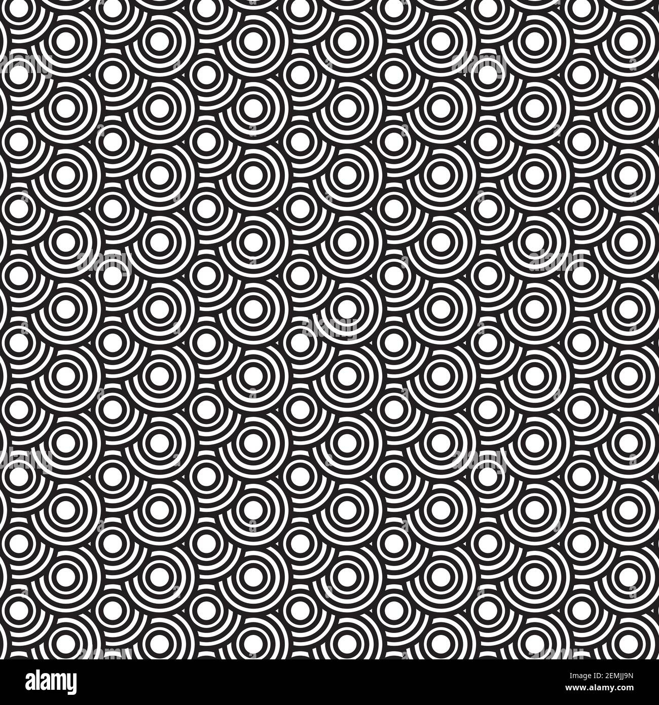 Black and white geometric circle shaped seamless pattern background Stock Vector