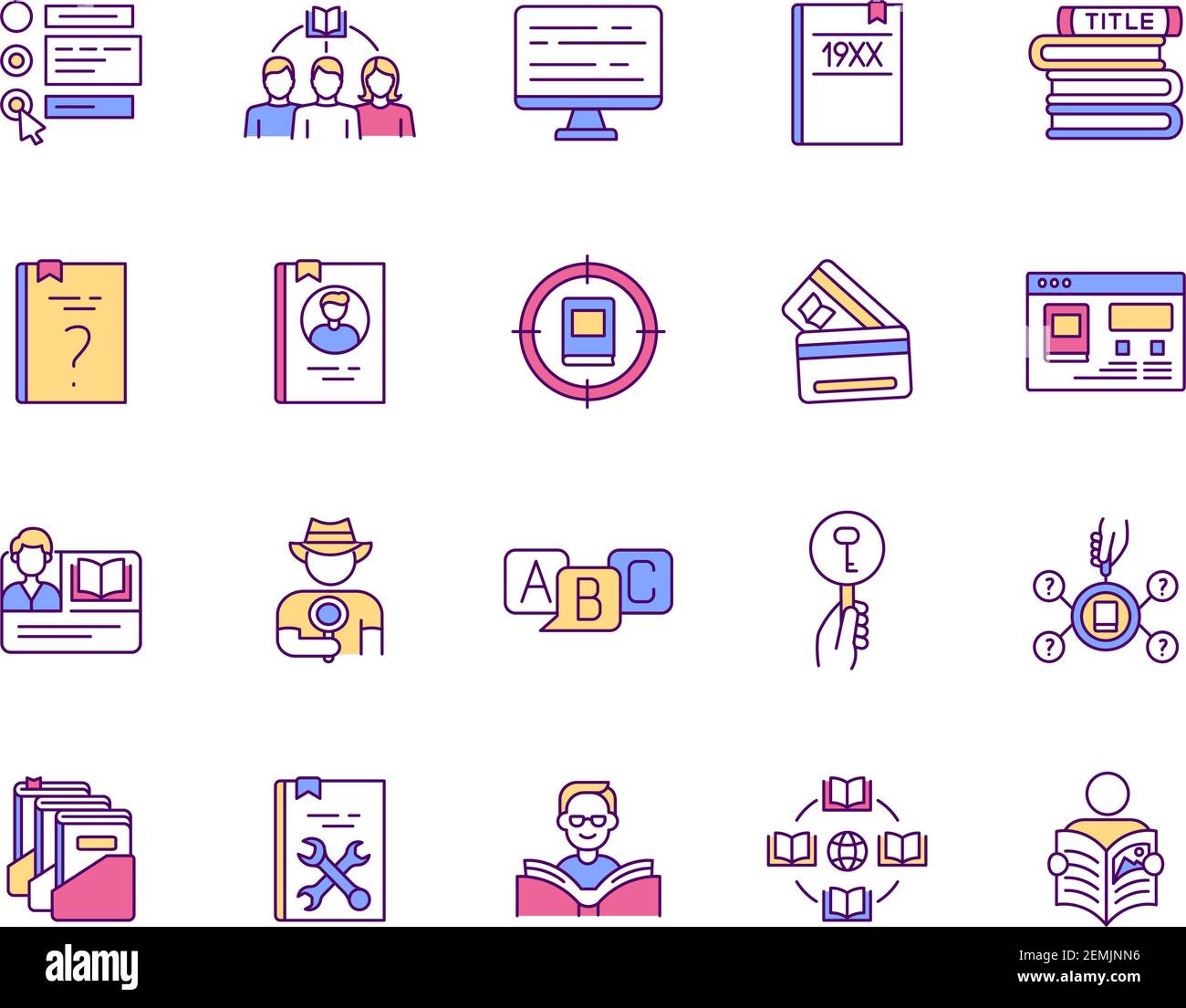 Online library RGB color icons set Stock Vector