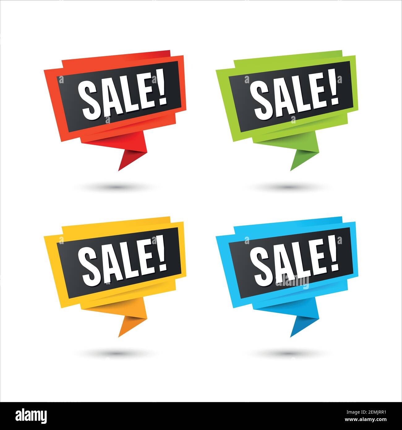 Sale labels. Vector web icons, composed in paper Origami style, isolated on white. Stock Vector