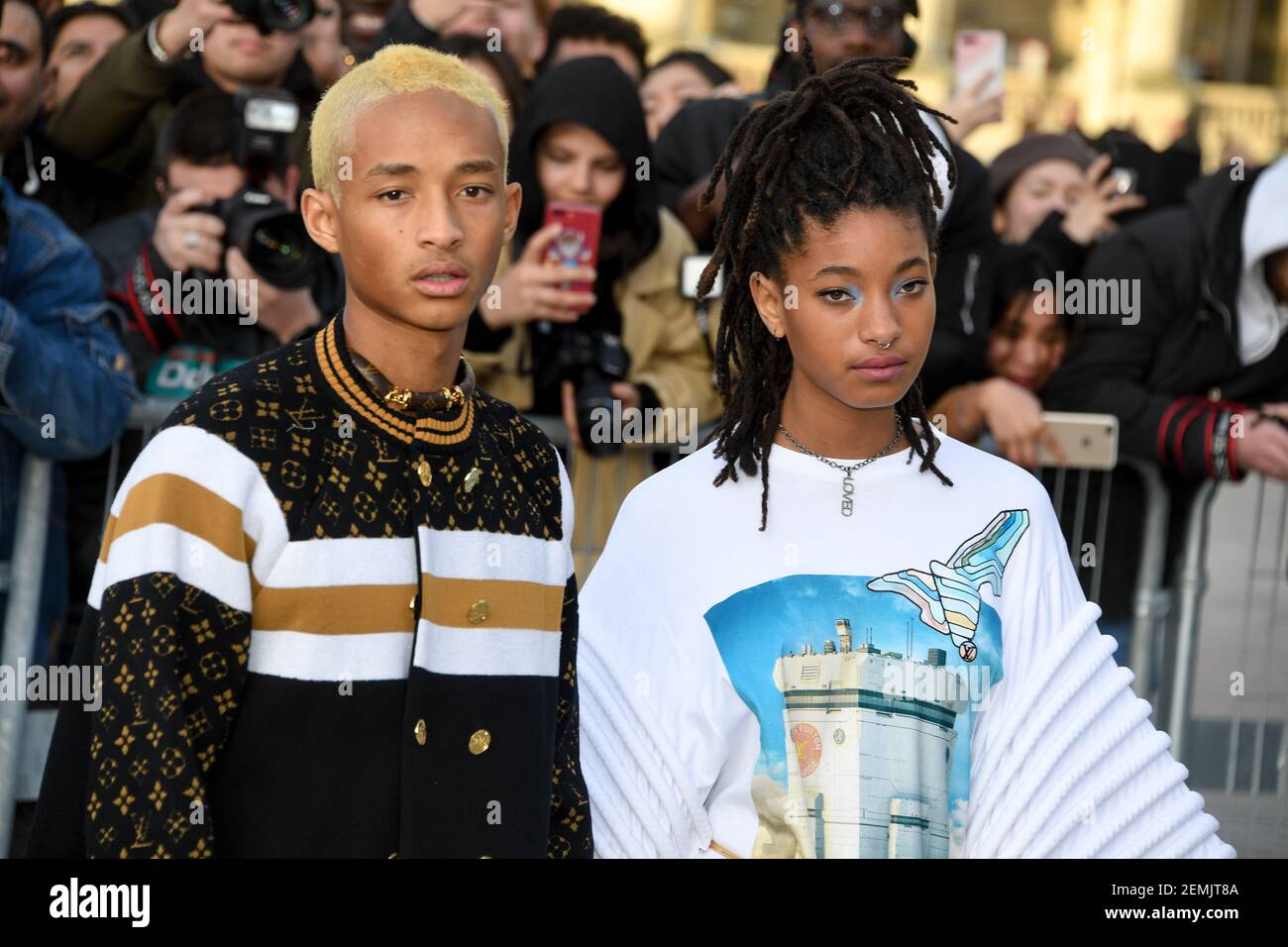Jaden Smith and Willow Smith - People arriving at the Louis Vuitton PAP F/W  2019/2020 fashion show in Paris. defile de mode pret-a-porter autome-hiver  2019/2010 Chanel a Paris. (Photo by Lionel Urman/Sipa