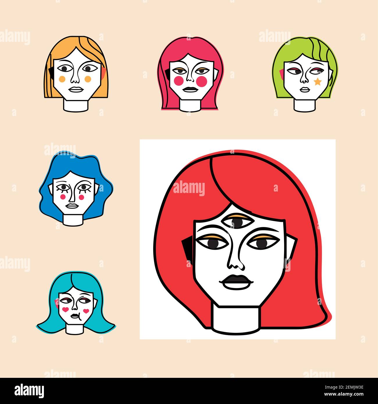 surreal women faces abstract portrait Stock Vector Image & Art - Alamy
