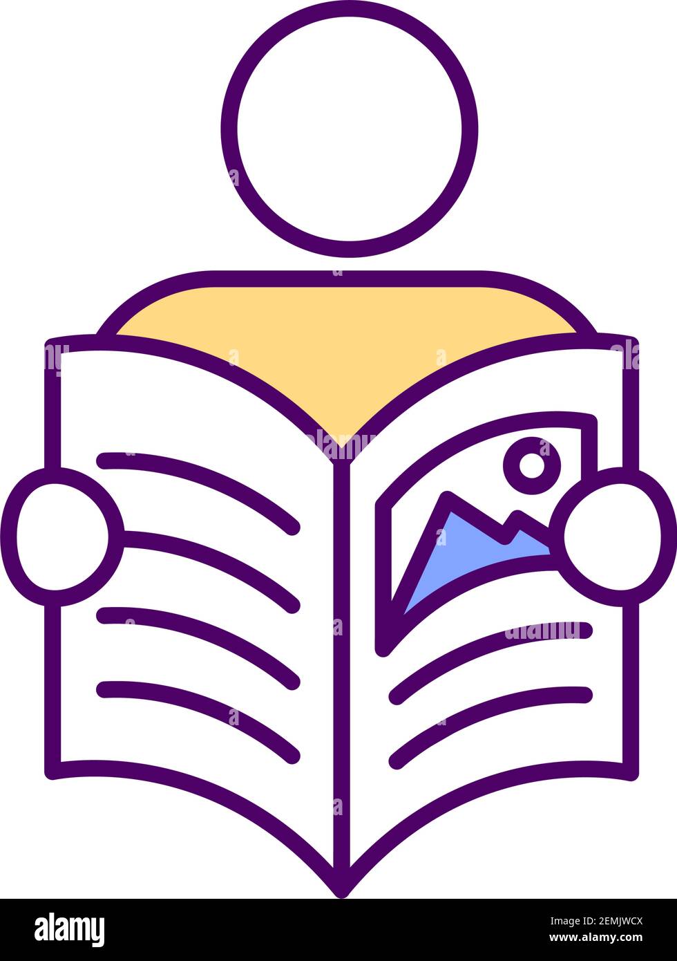 Faceless character reading magazine RGB color icon Stock Vector Image ...