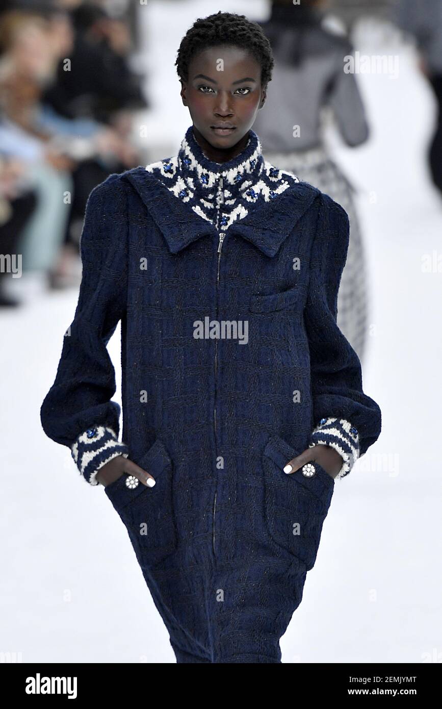 Model Anok Yai walks on the runway during the Chanel Ready To Wear ...