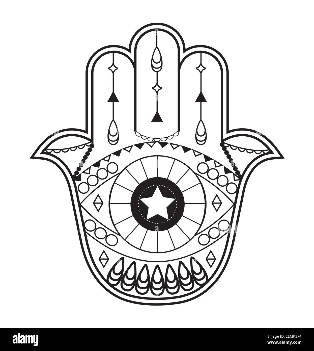 Hamsa Hand Vector with Mystical Esoteric Symbols Like Pyramid Evil Eye  Indian Color Page Tattoo Henna Illustration Stock Vector  Illustration  of geometry luck 211472513