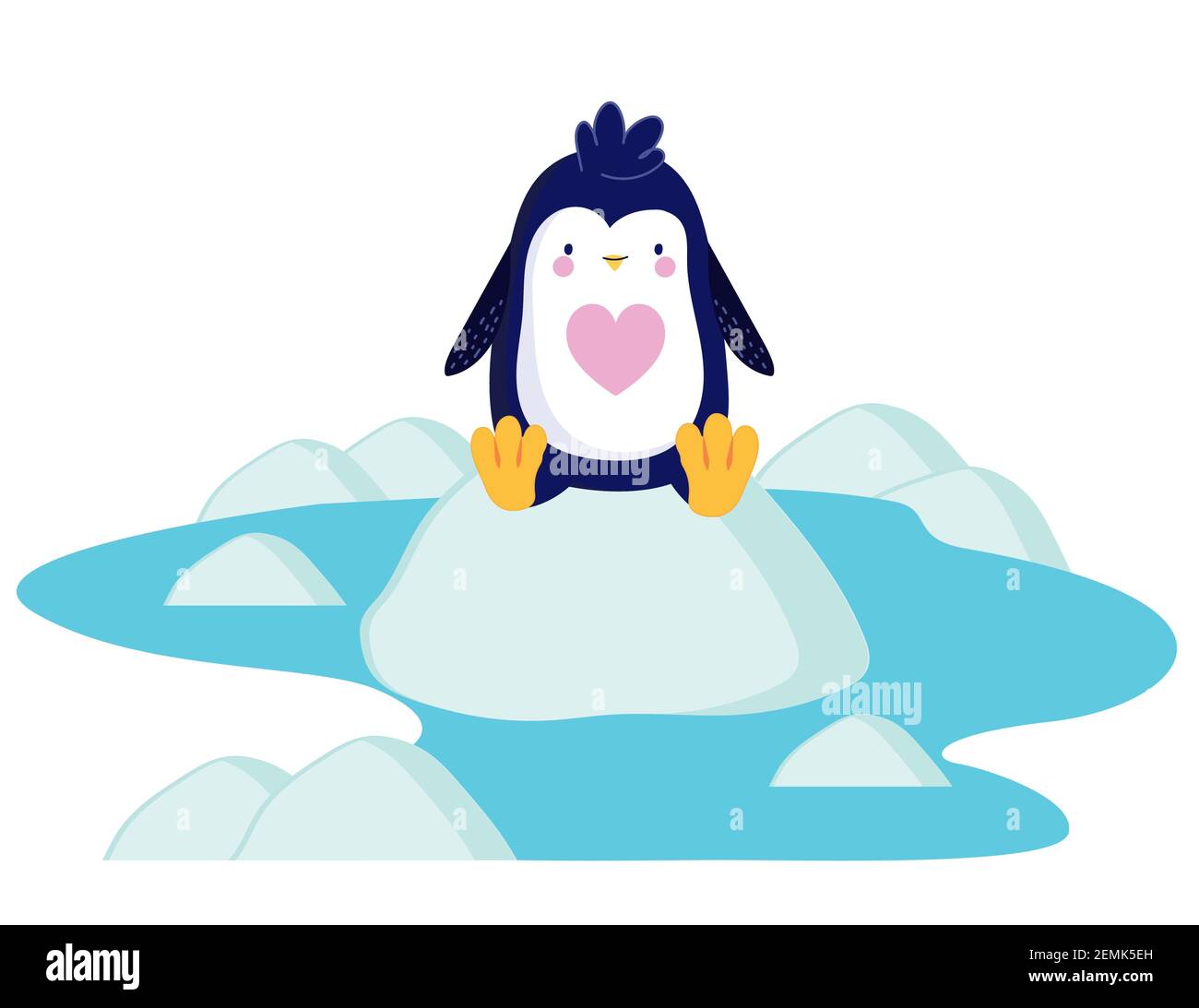 penguin sitting ice floe water cartoon Stock Vector Image & Art - Alamy