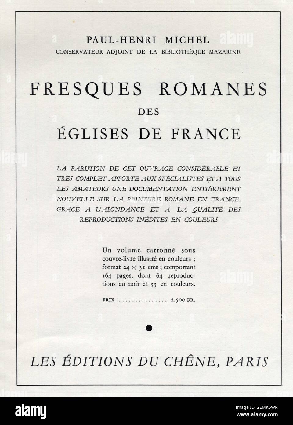 Publicité ancienne. Fresques romanes des églises de France, Paul-Henri Michel. 1950 Stock Photo