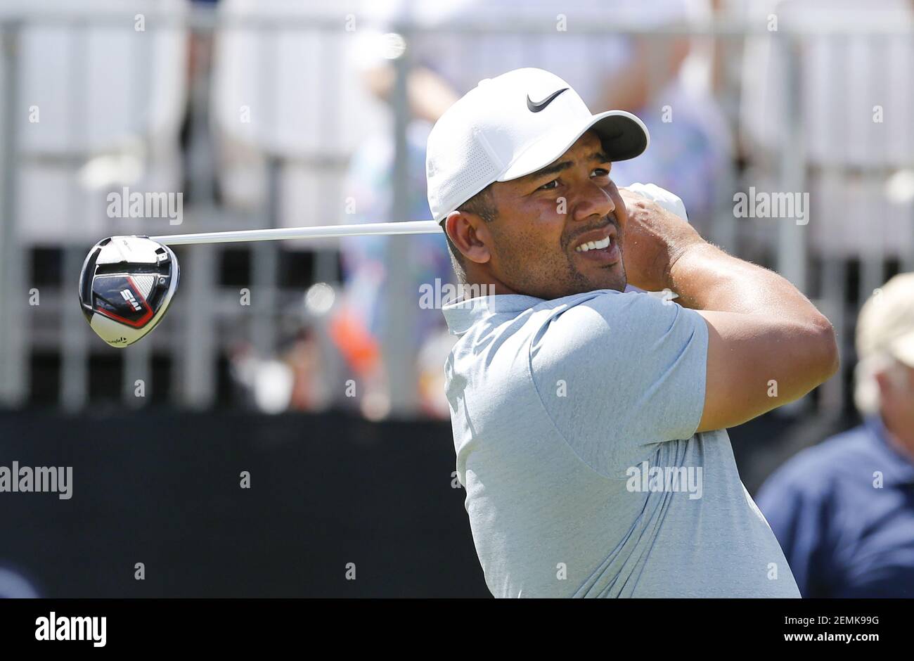 Mar 8, 2019; Orlando, FL, USA; Johnny Vegas hits his tyee shot on the first  hole during the second round of the Arnold Palmer Invitational golf  tournament at Bay Hill Club &