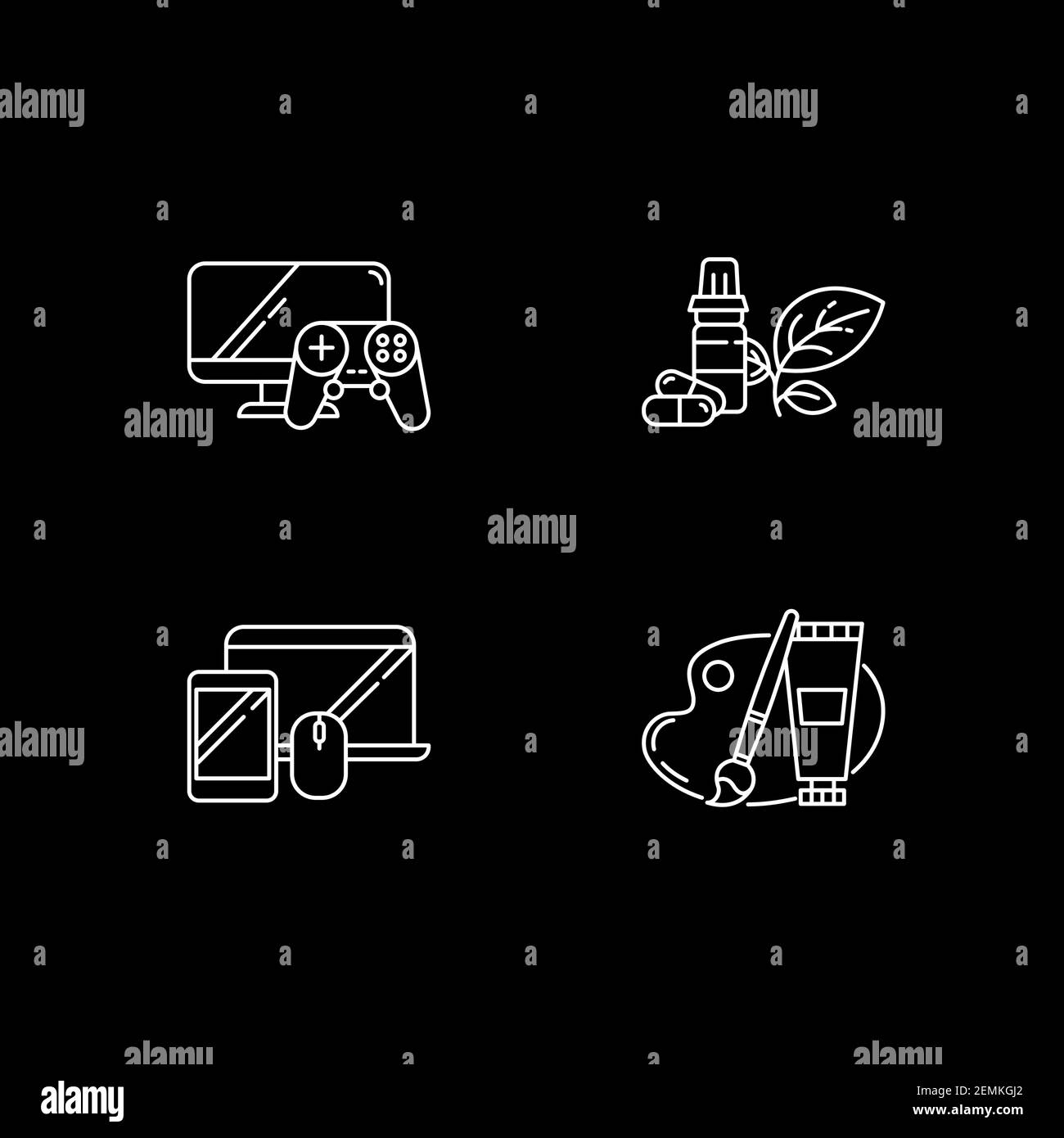 Ecommerce and retail category white linear icons set for dark theme ...