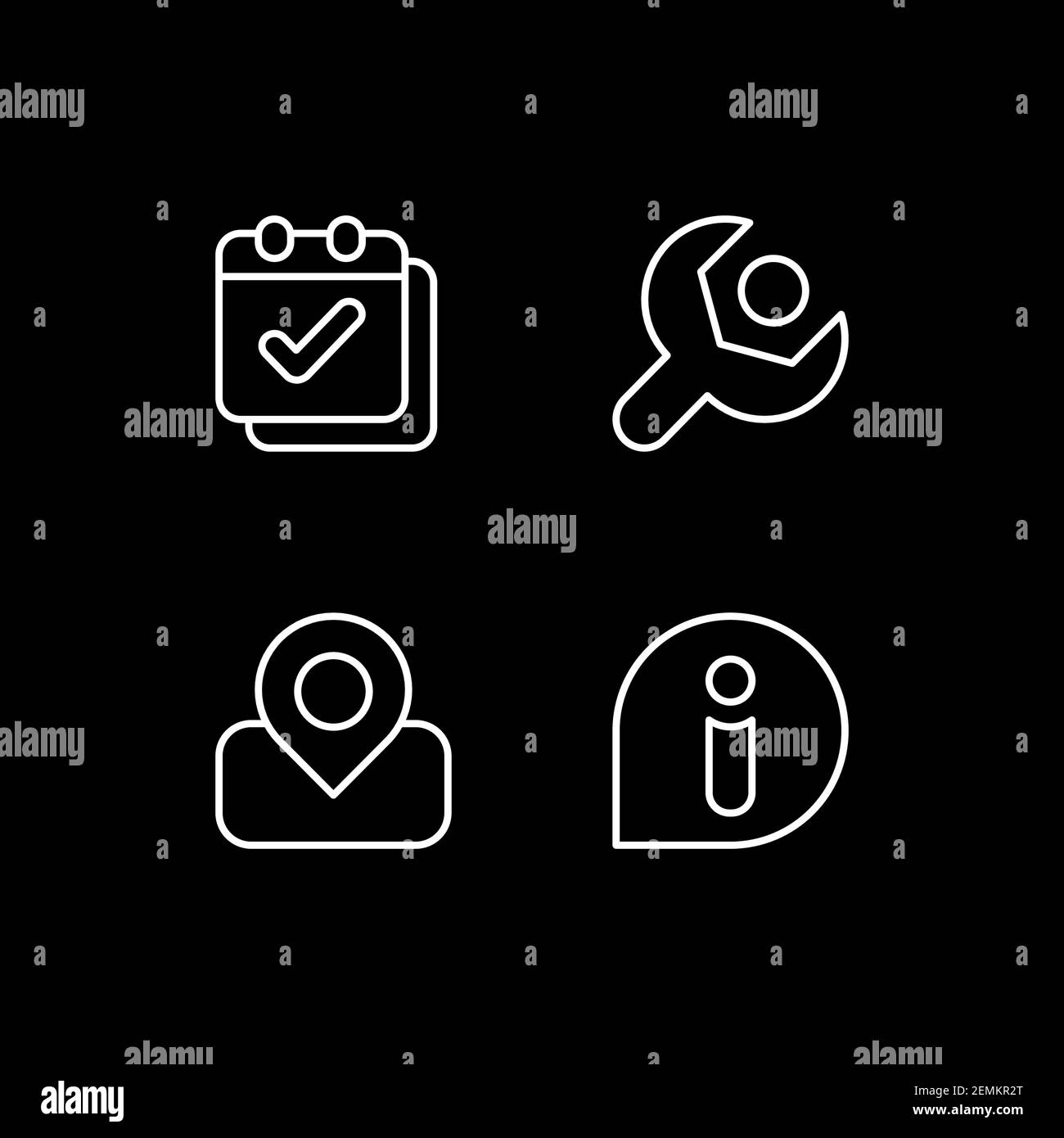 Smartphone interface white linear icons set for dark theme Stock Vector ...