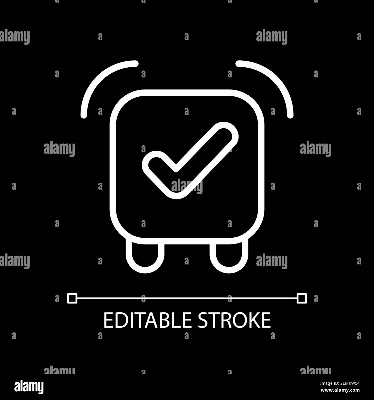 Alarm clock app white linear icon for dark theme Stock Vector