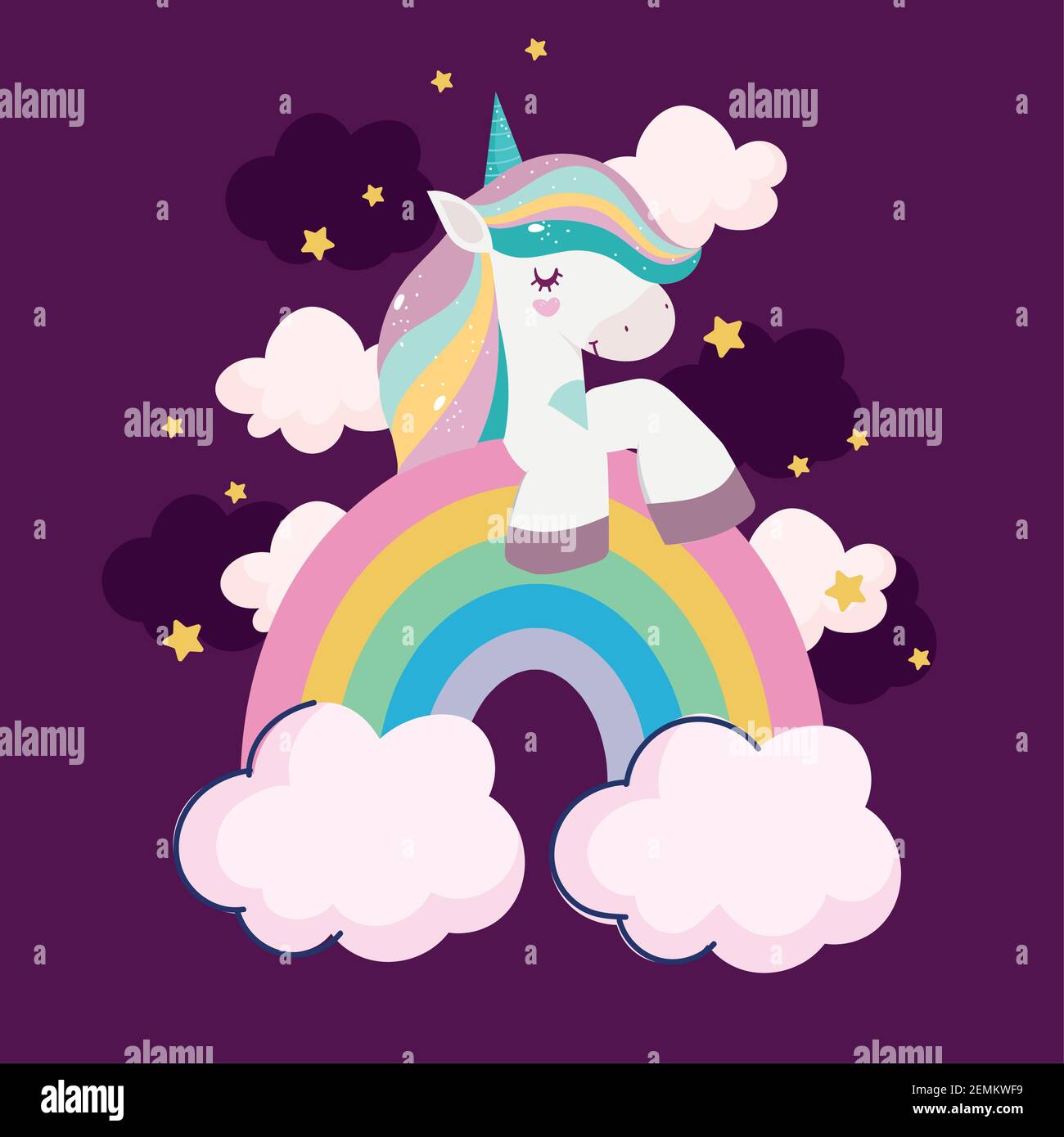unicorn rainbow stars clouds cartoon Stock Vector Image & Art - Alamy
