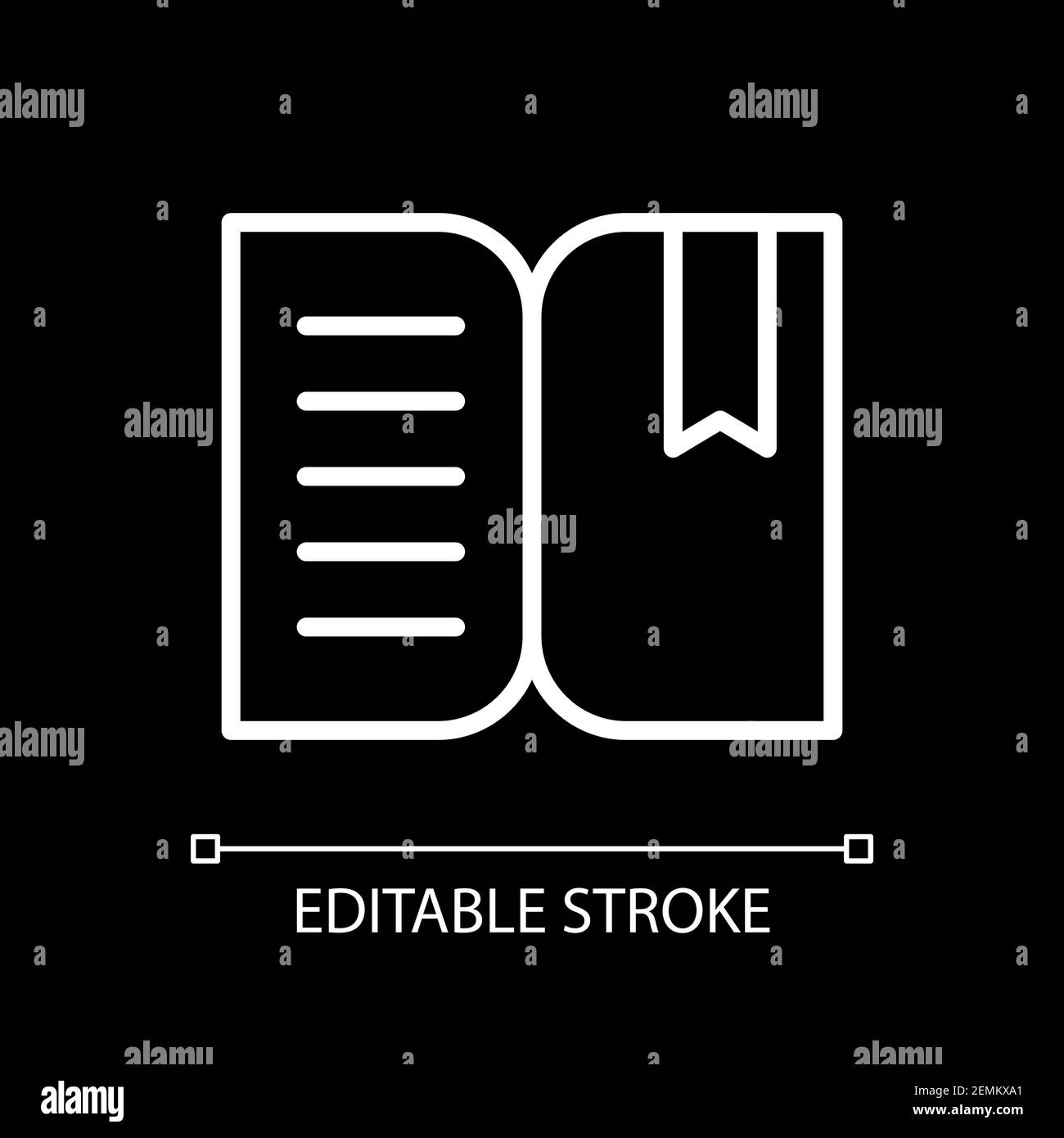Book reader app white linear icon for dark theme Stock Vector