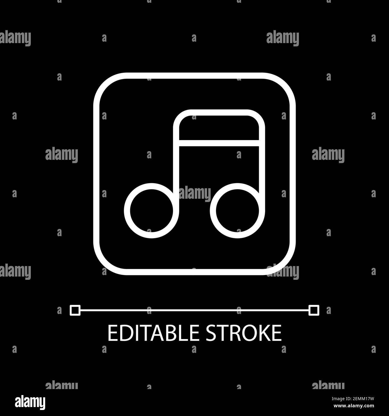 Music app white linear icon for dark theme Stock Vector