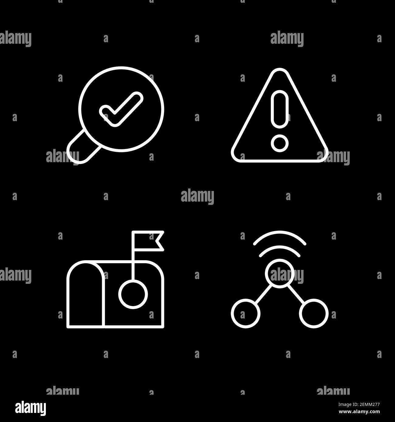 Modern interface white linear icons set for dark theme Stock Vector ...