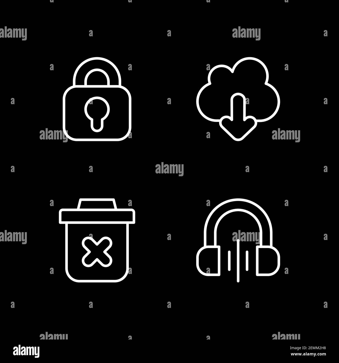 Modern interface white linear icons set for dark theme Stock Vector ...