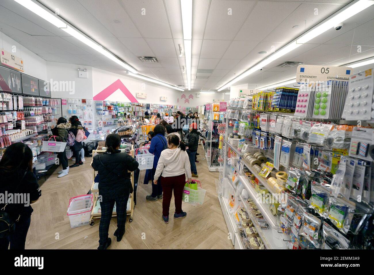 Shoppers inside newly opened Daiso, japanese "dollar discount" store