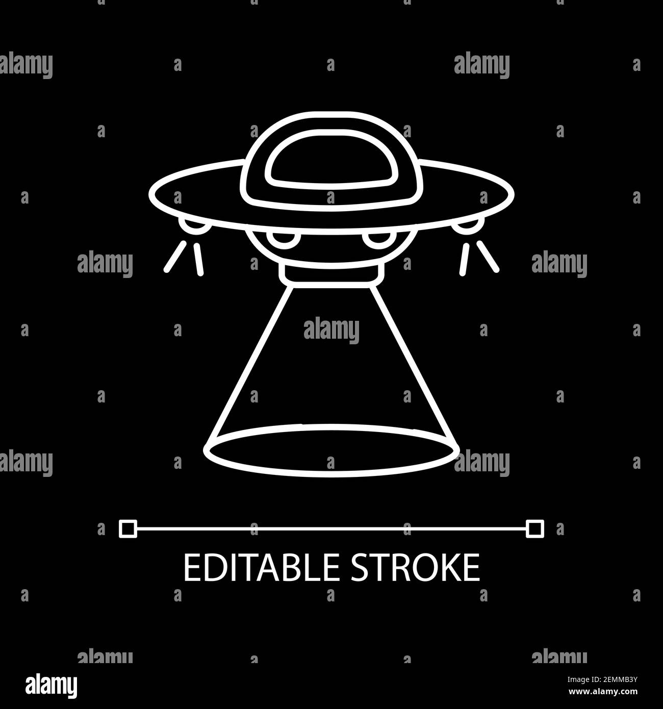 Science fiction white linear icon for dark theme Stock Vector
