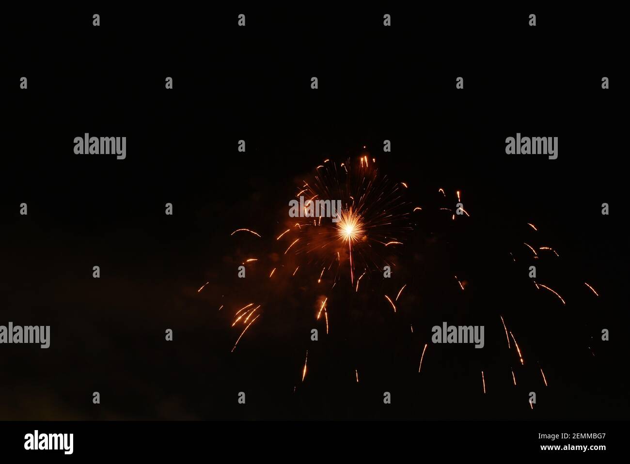 fireworks explosive on dark sky in night Stock Photo