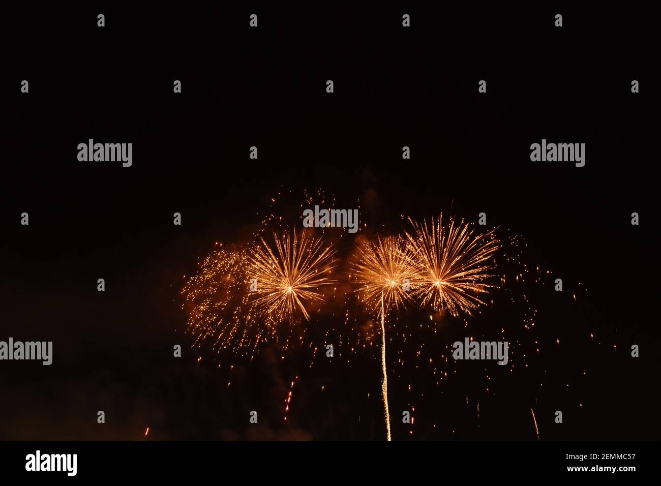 fireworks explosive on dark sky in night Stock Photo