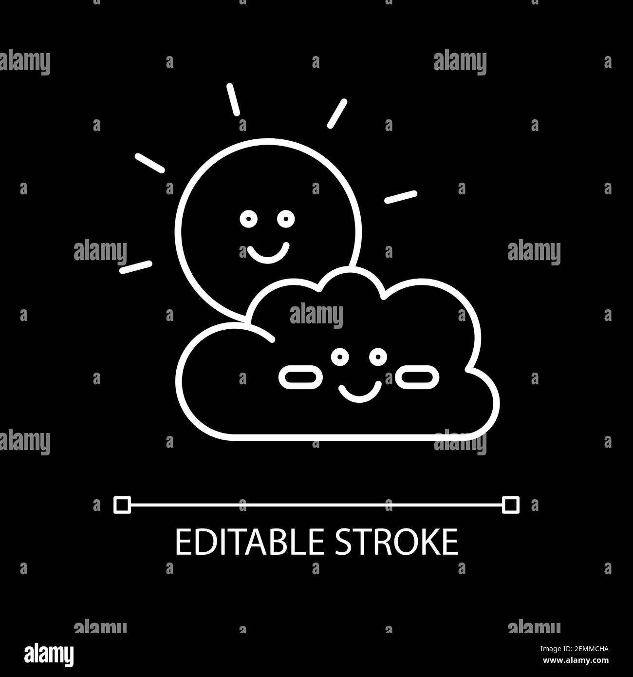 Children cartoons white linear icon for dark theme Stock Vector