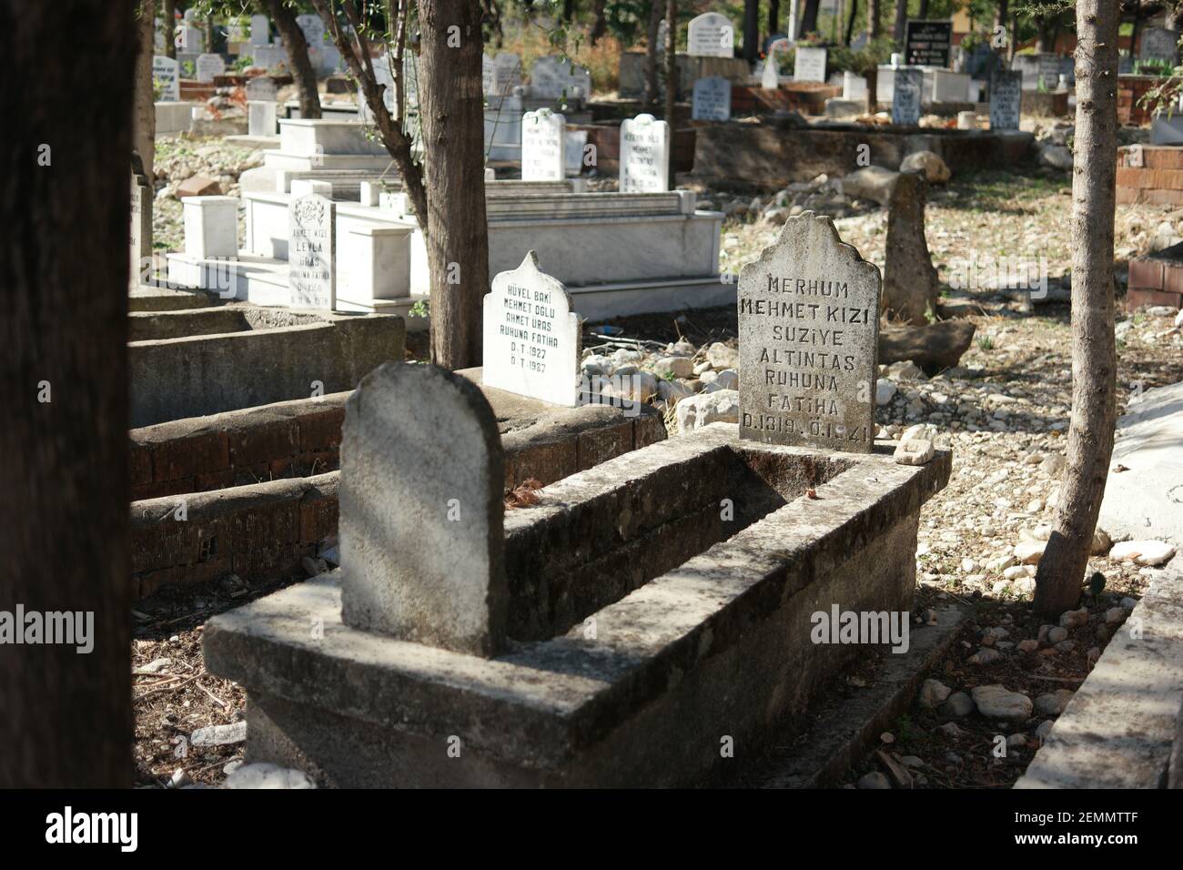 Old graveyard with an ancient tombstones Stock Photo Alamy