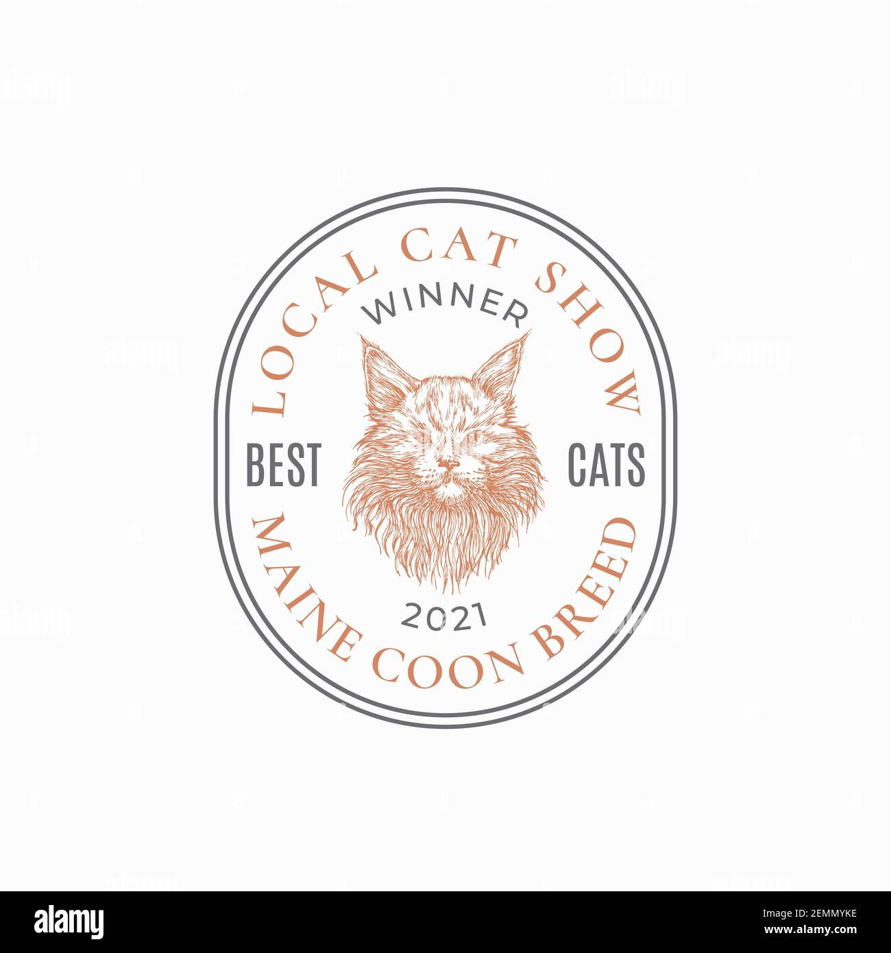 Local Cat Exhibition Frame Badge or Logo Template. Hand Drawn Maine Coon  Breed Face Sketch with Retro Typography and Borders. Vintage Premium Emblem  Stock Vector Image \u0026 Art - Alamy, image size:1300x1390