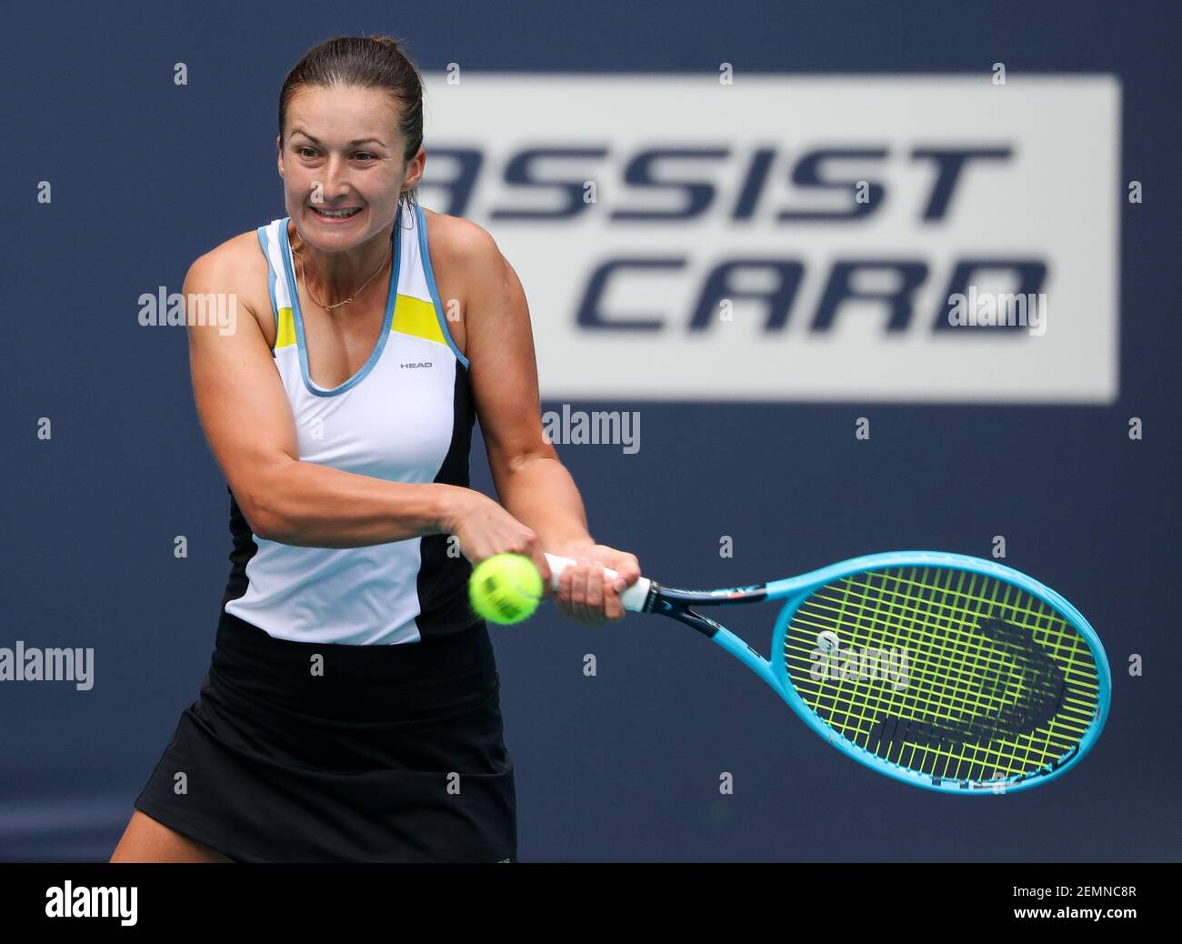 March 21, 2019: Dalila Jakupovic, of Slovenia, returns a shot during