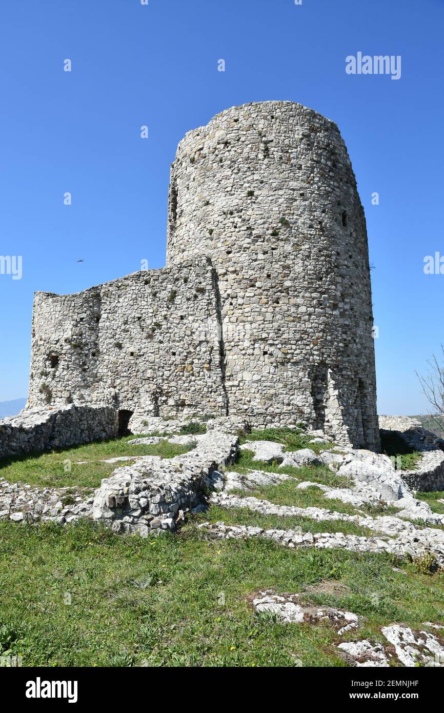 Ruins of a medieval castle in Rocca San Felice, an old town in the ...