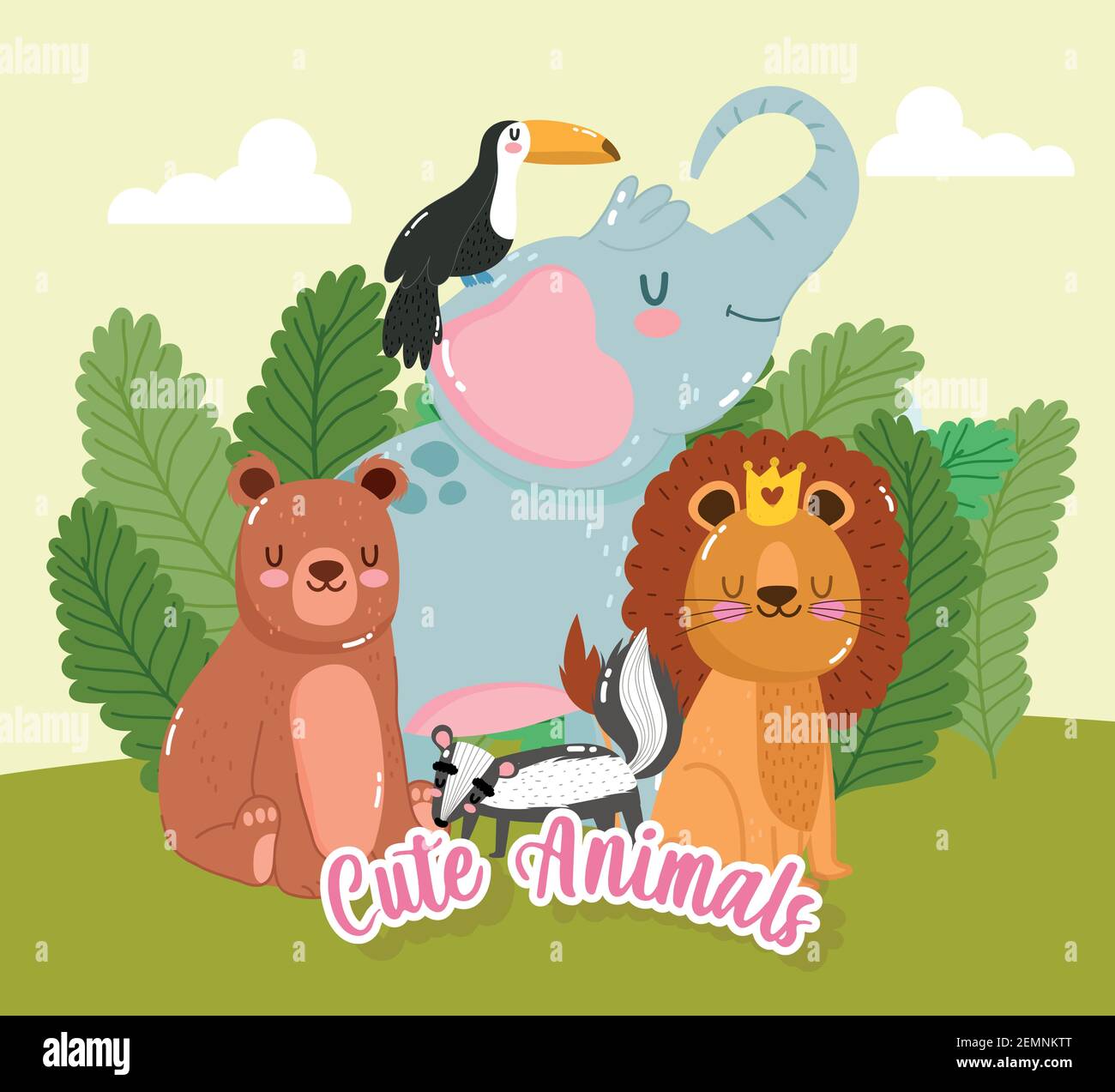Animals lion bear elephant wildlife cartoon Stock Vector Image & Art - Alamy
