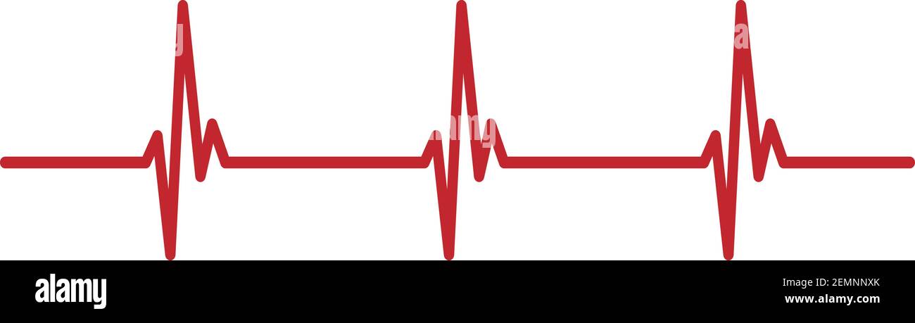 red cardiogram heartbeat line isolated on white vector illustration Stock Vector
