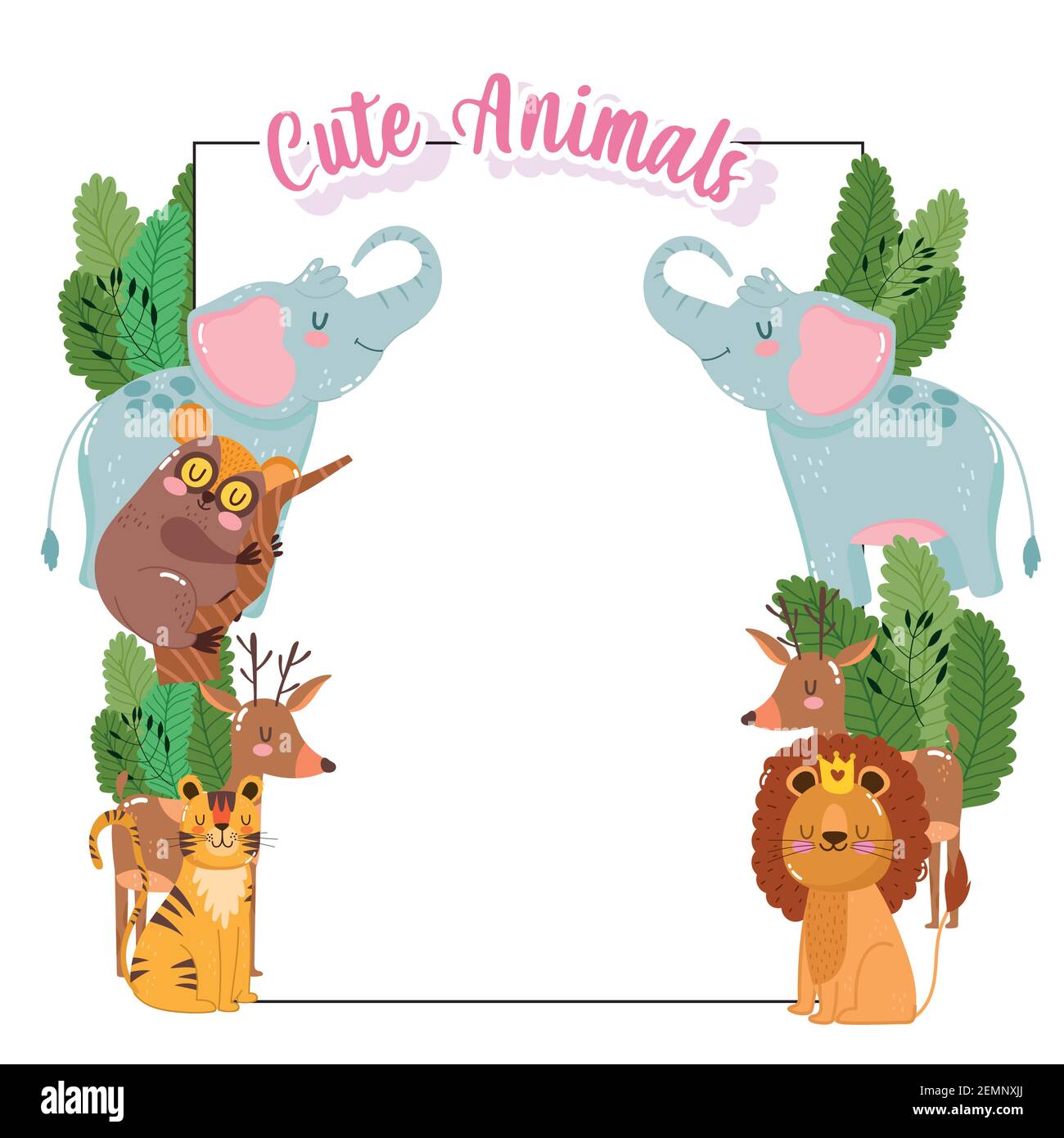 Cute animals wild blank card Stock Vector Image & Art - Alamy