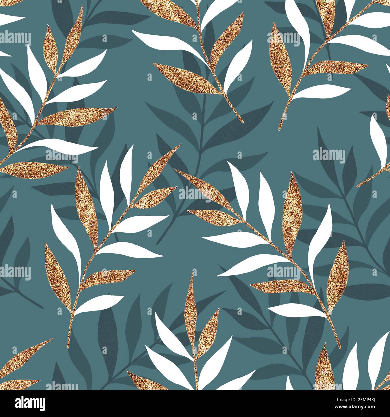 Seamless abstract floral pattern background with branches and gold ...