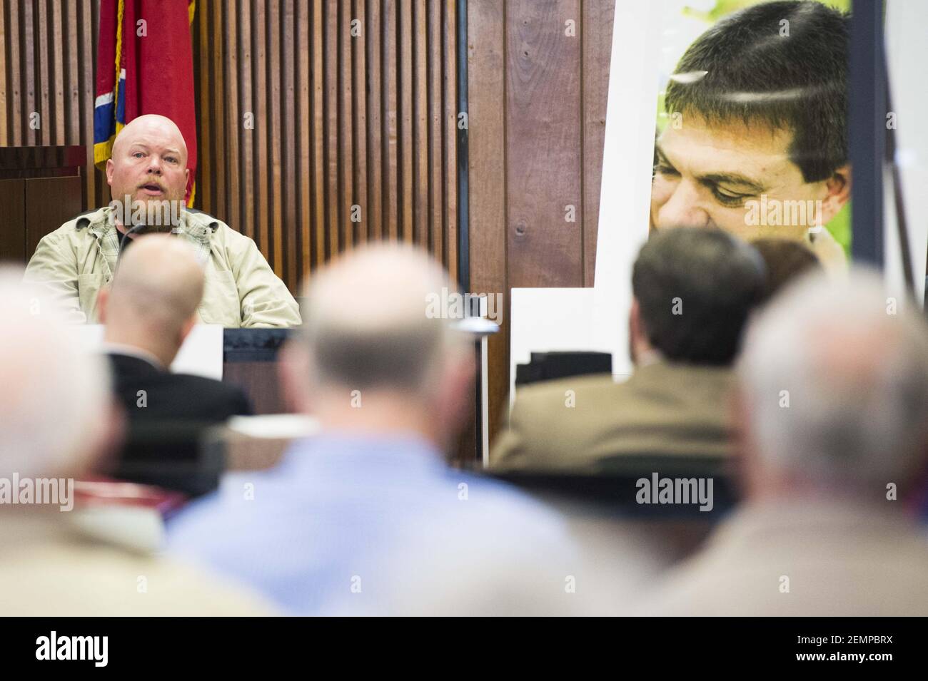 Witness William Anderson testifies in the second-degree murder trial of Shannon Smith in Union County Criminal Court in Maynardville, Tennessee  March 27, 2019.Smithtrial0327 0016 (Photo by Caitie McMekin/News Sentinel/USA Today Network/Sipa USA) Stock Photo